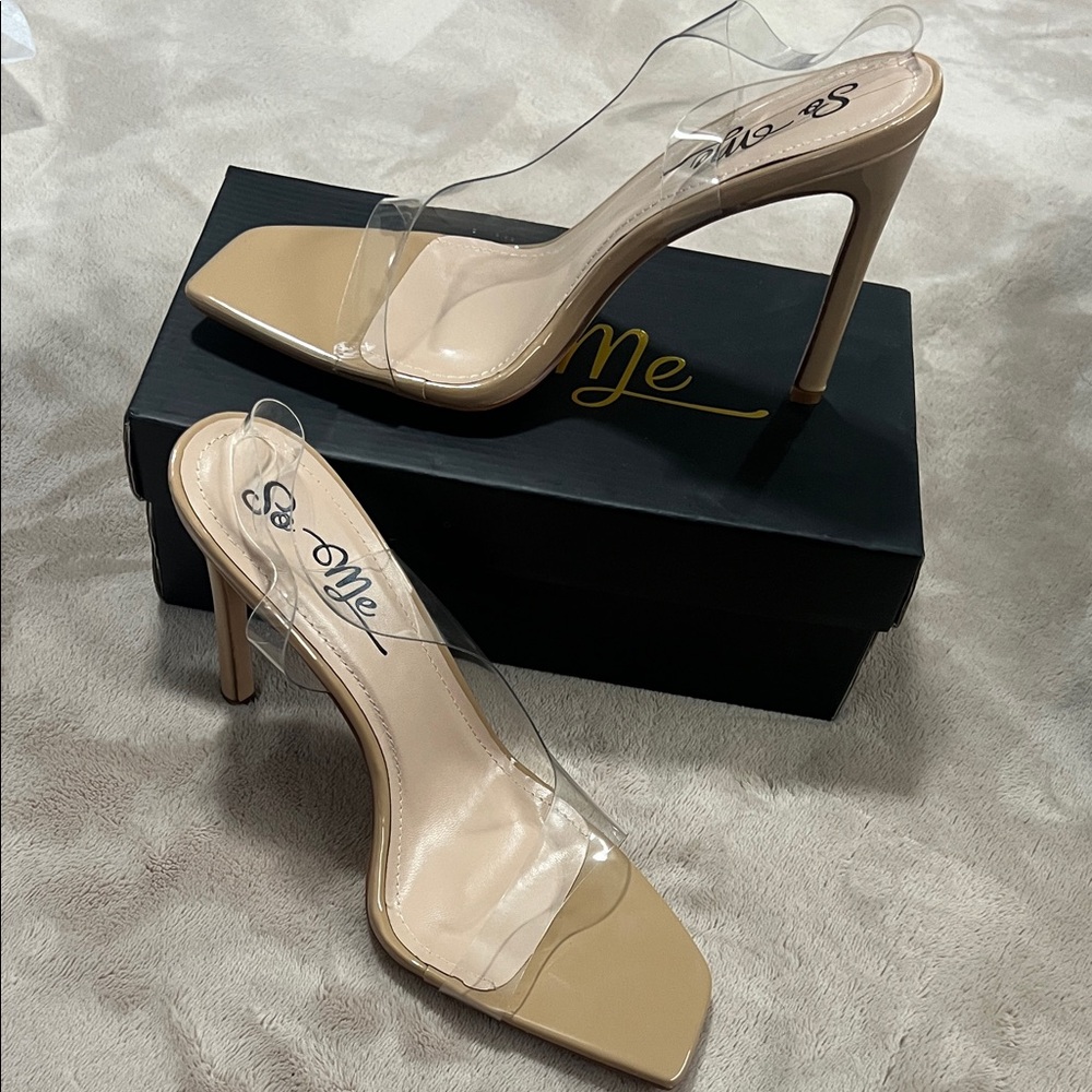 So Me Women's Beige and Clear Heels
